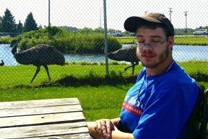 Waiting for the parade - lunch with emus. 